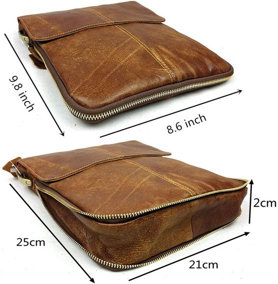 BAIGIO Vintage Leather Shoulder Messenger Bag for Men Adjustable Crossbody Satchel Handbag for Work School Business Travel - Image 3