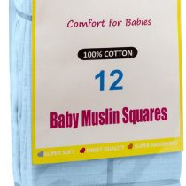 Dudu N Girlie Baby Muslin Square Burp Cloth 100% Pure Soft Cotton 70x70cm (Blue, Pack of 12)