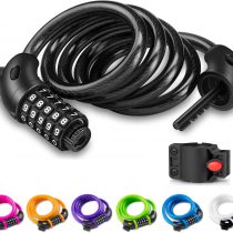 Opaza Bike Lock with 5-Digit Code, 1.2M/4ft Bicycle Lock Combination Cable Lock Lightweight & Security Bike Chain Lock for Bicycle, Mountain Bike, Scooter