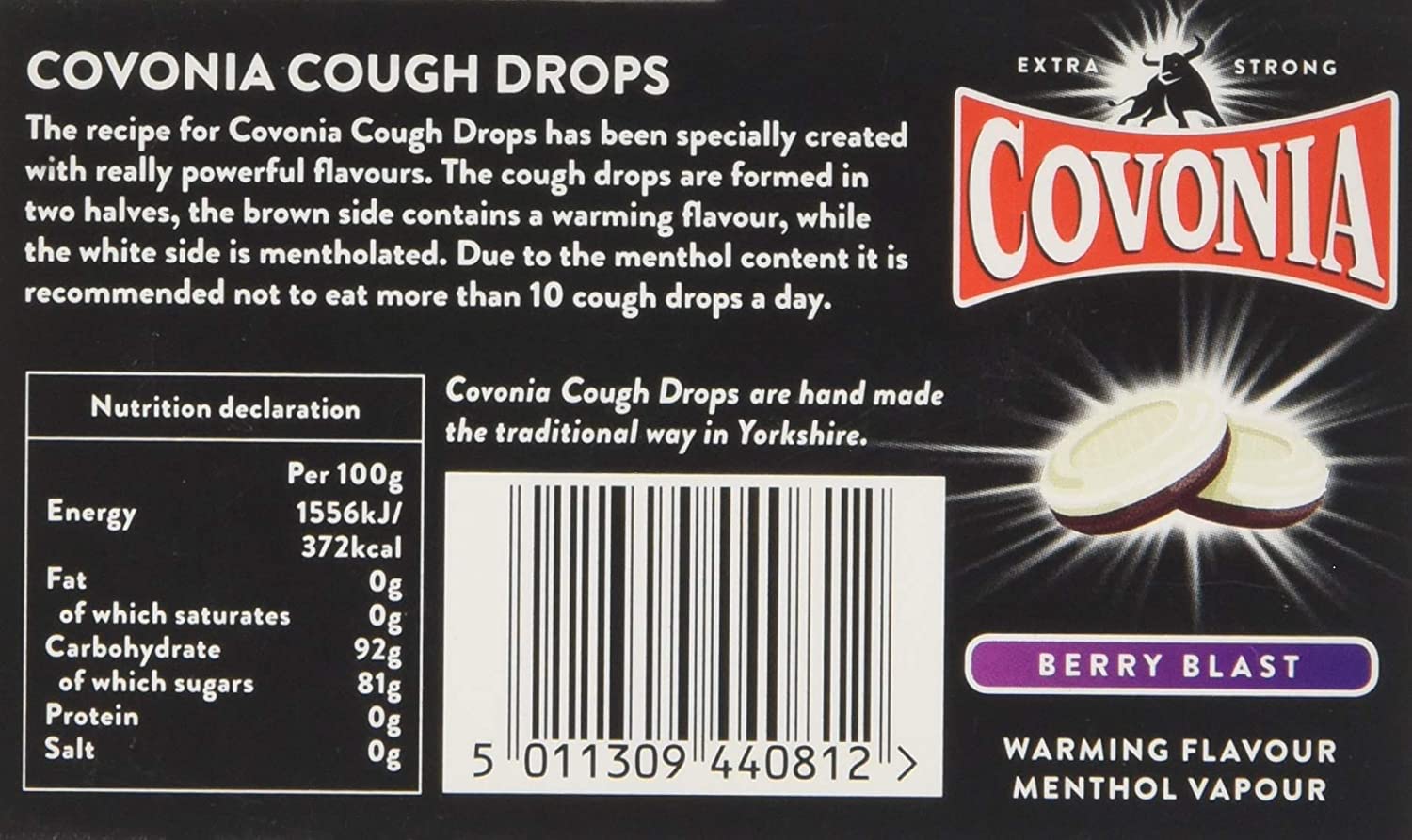 Covonia 51 g Double Impact Berry Blast Cough Drops Strong Flavour
