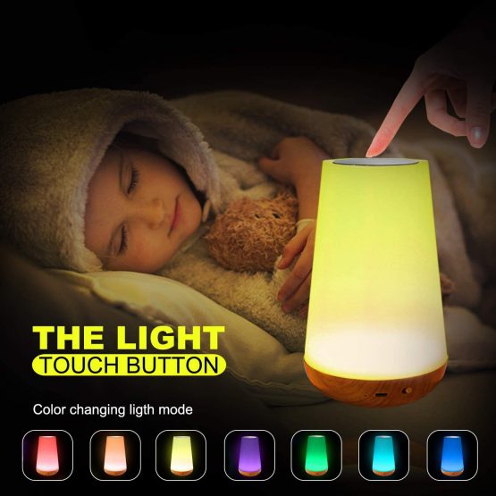 Caxmtu LED Night Light Touch Lamp Bedside Table Lamp for Kids Bedroom Rechargeable Dimmable with Remote Control and Timing Function Warm White Light + RGB Color Changing - Image 2