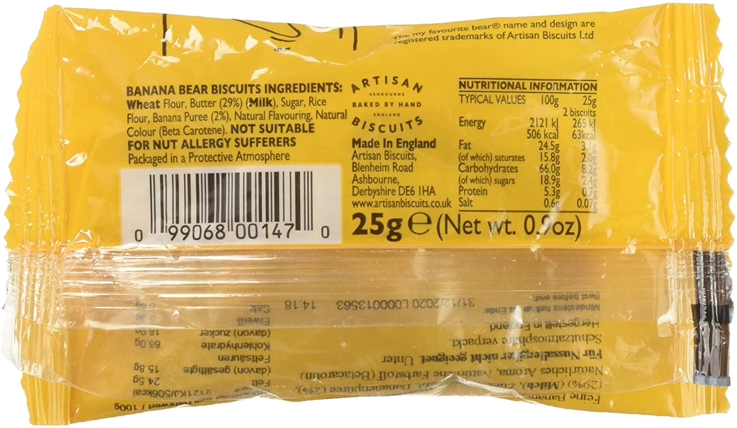 Artisan Biscuits My Favourite Bear Banana Bear Shaped Biscuits Twin Pack, 25 g, 25 g (Pack of 1) - Image 2