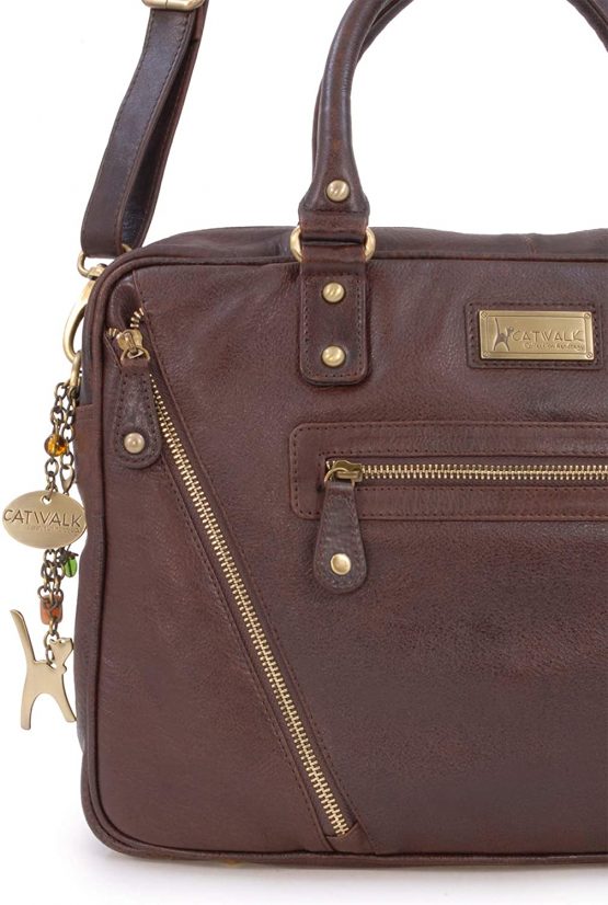 CATWALK COLLECTION HANDBAGS - Women's Leather Tote Shoulder Bag - Ladies Briefcase Work Bag - Additional Cross Body Strap - Tablet/Laptop Messenger Bag - SIENNA - Image 4