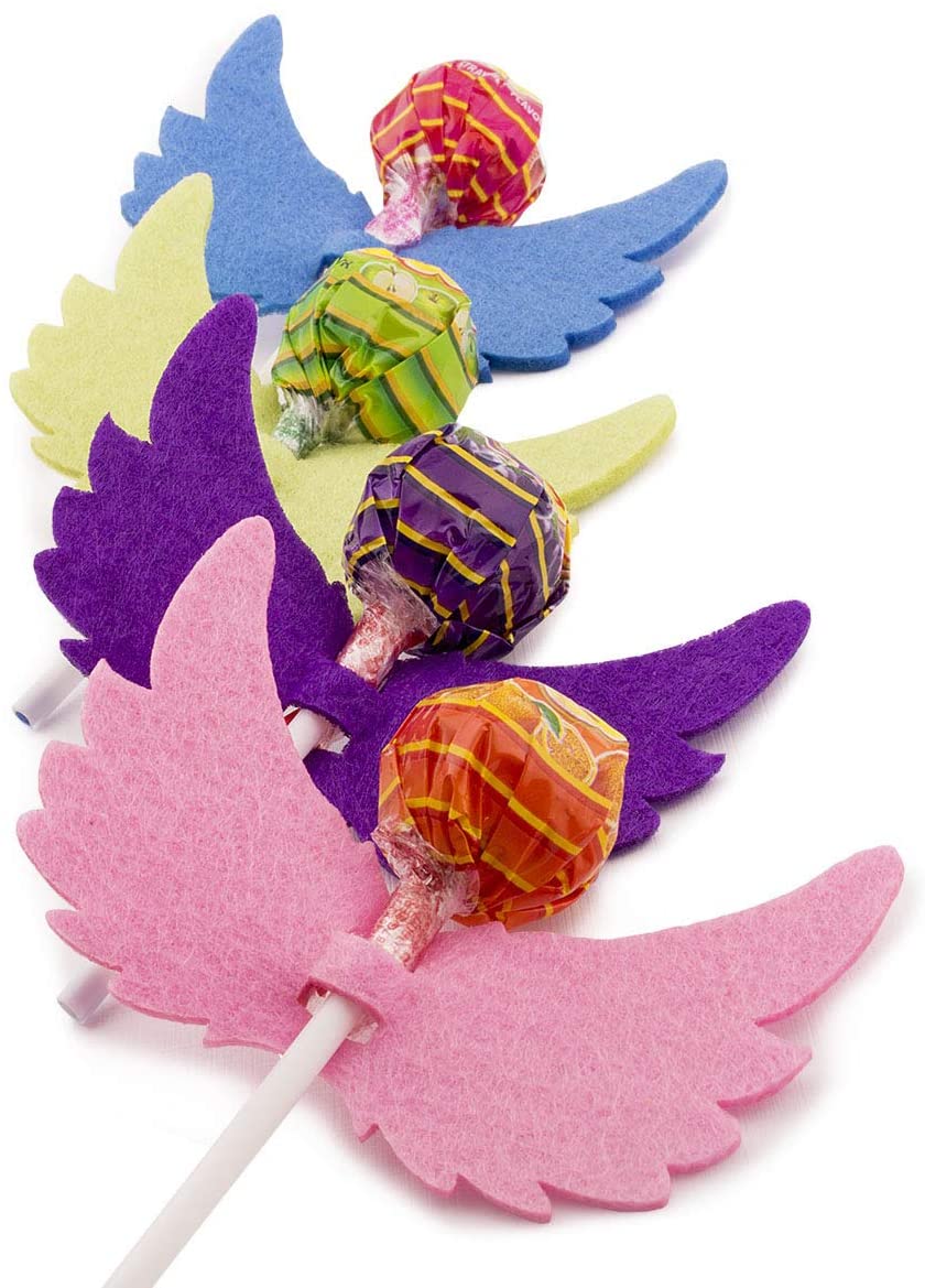 100pcs Colourful Felt Angel Wing Lollipop Tag/Candy Holder for Parties/Baby Shower - Image 2