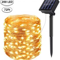 DeepDream Solar Fairy Lights Outdoor, 72ft/20m 200 LED 8 Modes Solar Powered String Lights Waterproof Garden Lights Copper Wire Lighting for Patio Yard Party Wedding Christmas (Warm White)