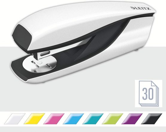 Leitz Stapler, 30 Sheet Capacity, Ergonomic Metal Body, Includes Staples, WOW Range, 55022001 - Pearl White