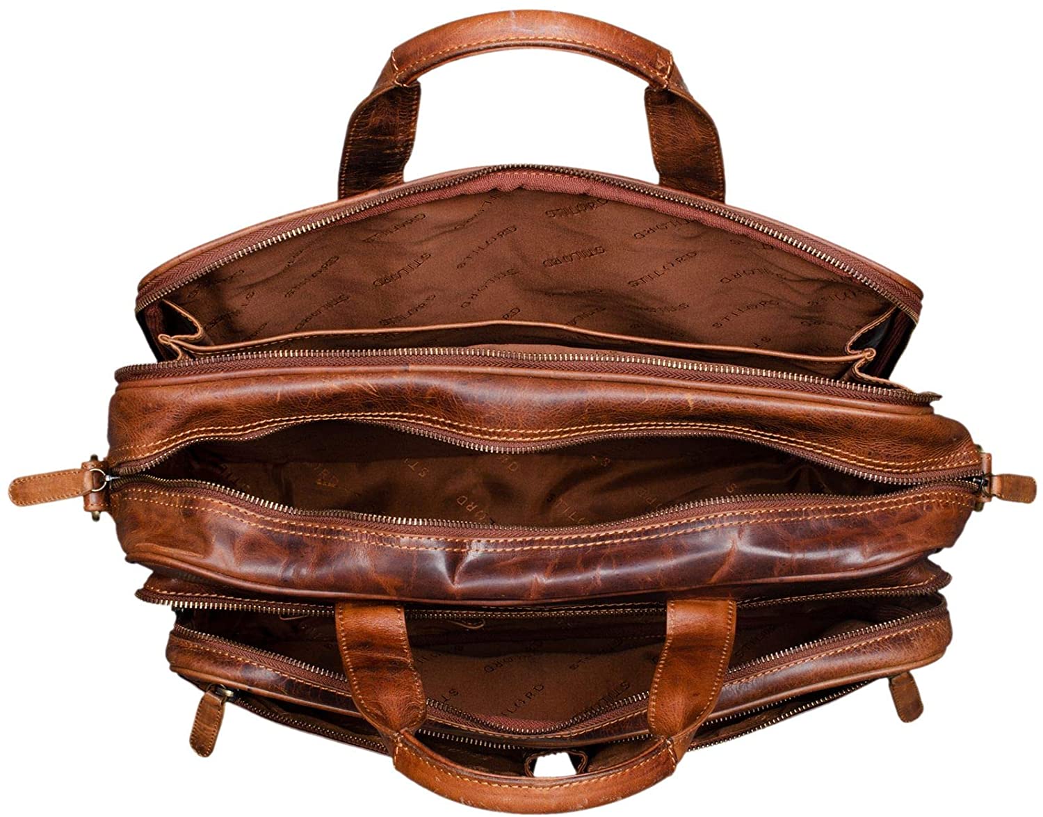 STILORD "Remus" Vintage Leather Shoulder Bag Men Large Laptop Bag 15.6" College Bag Portfolio Satchel Business Genuine Leather Colour:Kara - Image 4
