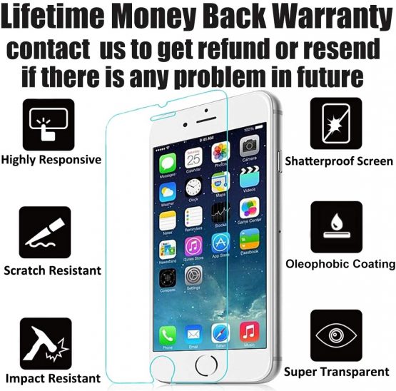 4youquality [4-Pack] iPhone 6 Plus / 6S Plus Screen Protector, Premium Tempered Glass Film [LifetimeWarranty][Scratch-Resistant][Anti-Shatter] Screen Protector for Apple iPhone 6 Plus and 6S Plus - Image 4