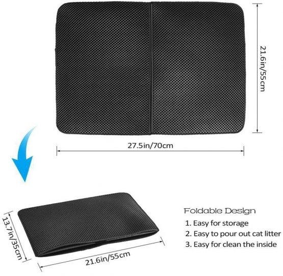 FXxswey Cat Litter Mat Litter Trapping Mat, Honeycomb Double Layer Design Waterproof Urine Proof Trapper Mat for Litter Boxes, Easy Clean Scatter Control (28" X 22" Inch) - Image 3