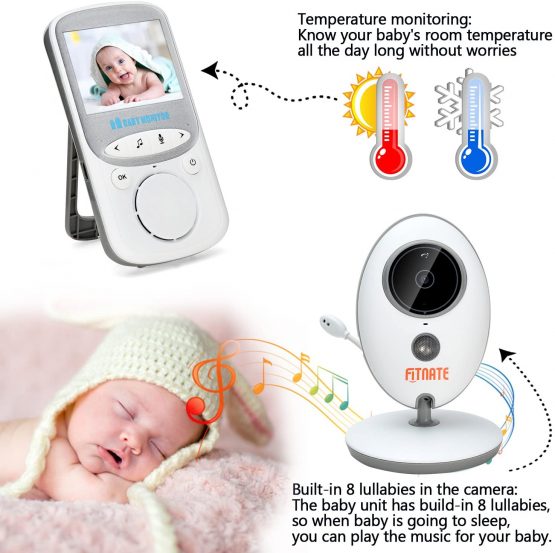 Baby Monitor Wireless Video Baby Monitor with Camera Baby Monitors with Two Way Audio, 2.4 Inch Display, Room Temperature Monitor, Night Vision, 70 Degree Lens - Image 4