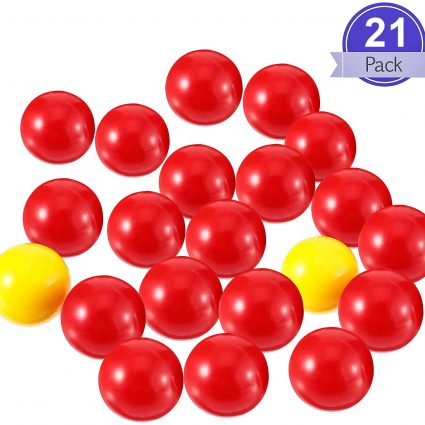Gejoy 21 Pieces Game Replacement Marbles 1 Set Game Replacement Balls Compatible with Hungry Hungry Hippos, 19 Red Balls and 2 Yellow Balls
