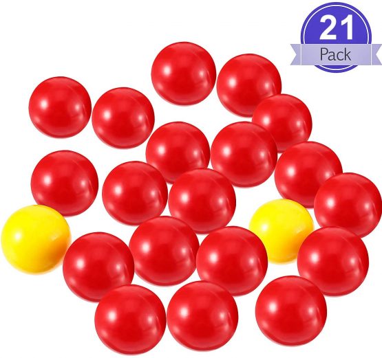 Gejoy 21 Pieces Game Replacement Marbles 1 Set Game Replacement Balls Compatible with Hungry Hungry Hippos, 19 Red Balls and 2 Yellow Balls