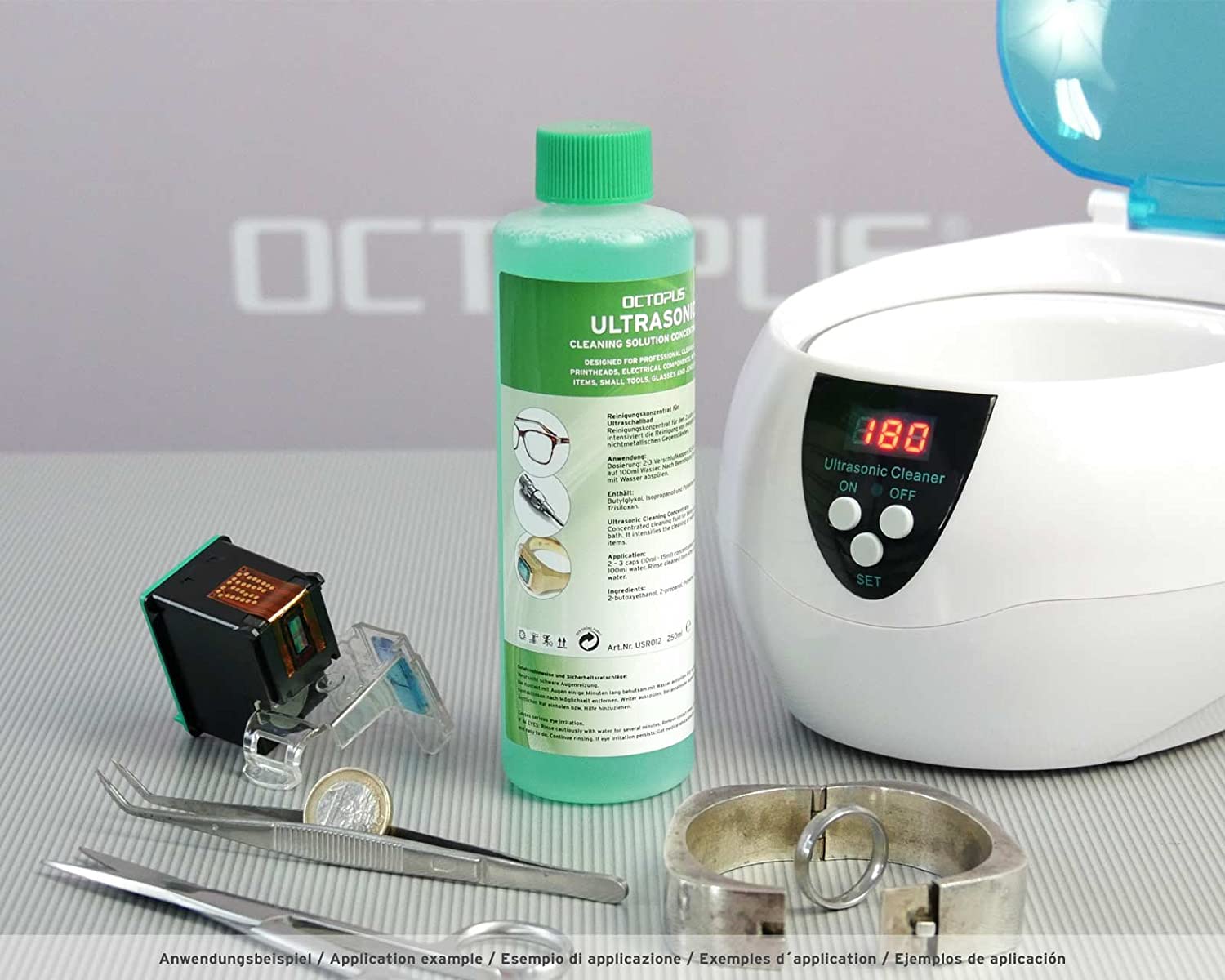 OCTOPUS ultrasonic cleaner, concentrate for use in ultrasonic cleaner 250ml, Green, 250 ml (Pack of 1) - Image 2