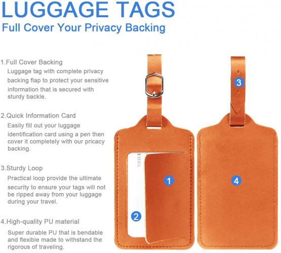 flintronic Travel Luggage Tags, 2PCS Baggage Labels, Suitcase ID Tags, Handbag Tag Labels, Luggage Suitcases Tags for Preventing Loss of Bags and Suitcases - Image 3