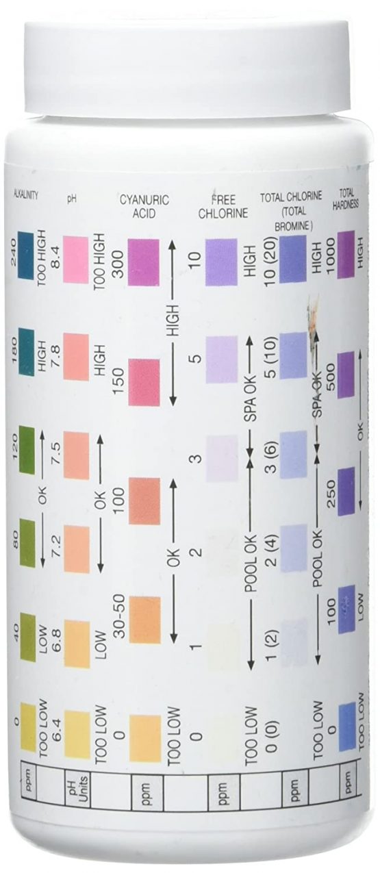 Test Strips for the Analysis of the pool water – 6 in 1 – Jar of 50 Strips. - Image 2