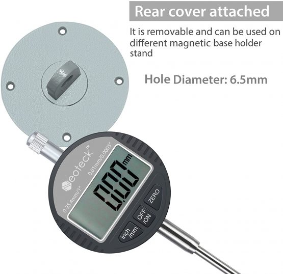 Neoteck DTI Digital Dial Indicator 0.01mm/0.0005'' Digital Probe Indicator Dial Test Gauge Range 0-25.4mm/1'' Dial Test Indicators Electronic Indicator Gauge - Image 3