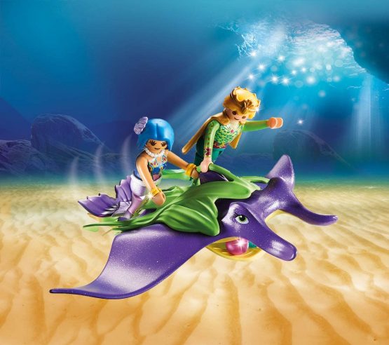 Playmobil Magic 70099 Pearl Collectors with Manta Ray, for Children Ages 4+, Colourful, 28.4 x 7.4 x 18.7cm - Image 4