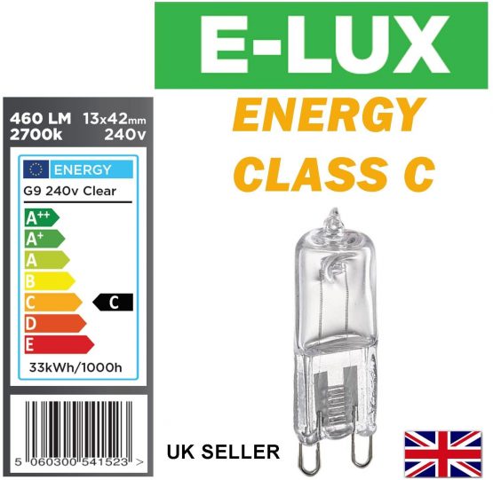 Pack of 10 x G9 33W=40W 240V Dimmable 460 Lumen C Rated Safety Fused Halogen Clear Bulbs Lamps Capsules - Image 3