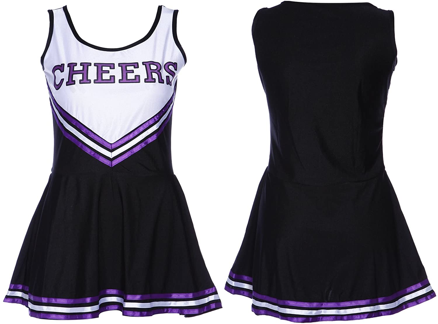 Ladies High School Cheer Girl Uniform Cheerleader Fancy Dress Costume ...