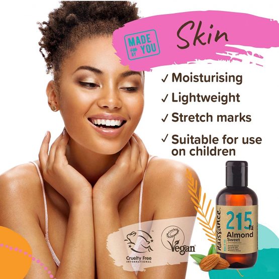 Naissance Sweet Almond Oil (no. 215) 100ml – for Skin, Hair, Massage, Nails, Cuticles, Ears, Face, Body, Stretch Marks - Natural Skin Care, Carrier Oil for Aromatherapy - Food Grade, Vegan, No GMO - Image 2