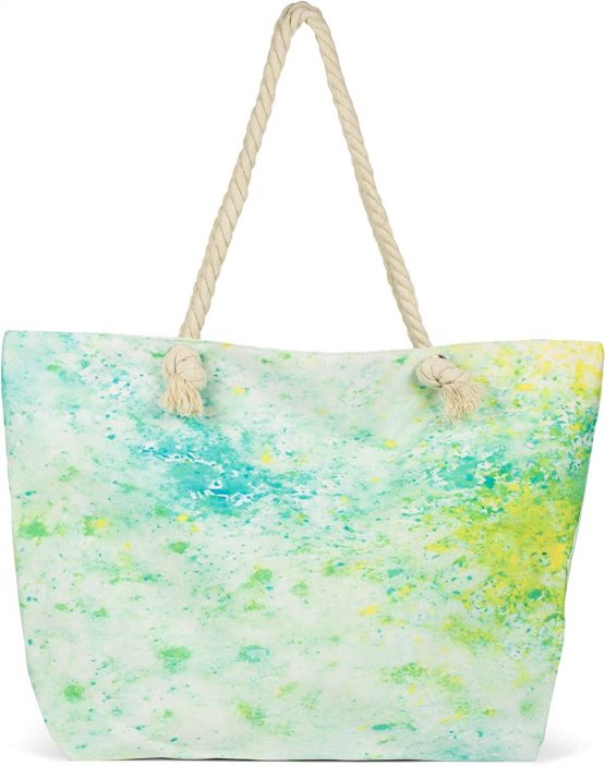 styleBREAKER Ladies XXL beach bag with colorful Pouring spots print, zipper, shoulder bag, shopper 02012345