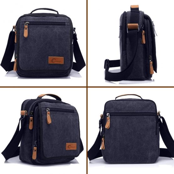 CHEREEKI Canvas Bag, Shoulder Bag Messenger Bag with Multiple Pockets (Hold 10 inch Tablet, iPad, Kindle) - Image 3