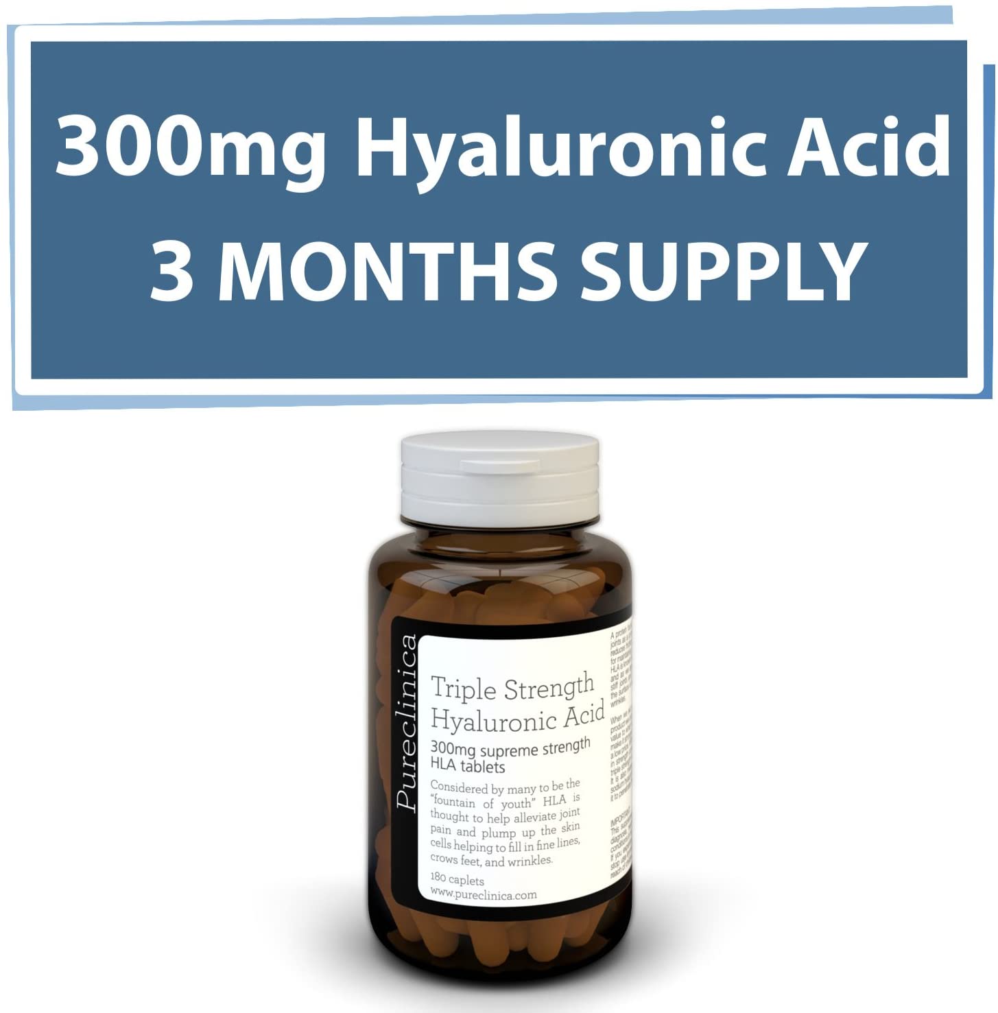 Hyaluronic Acid 300mg Triple Strength - 180 Tablets (6 Month Supply), 180 count (Pack of 1) - Image 2