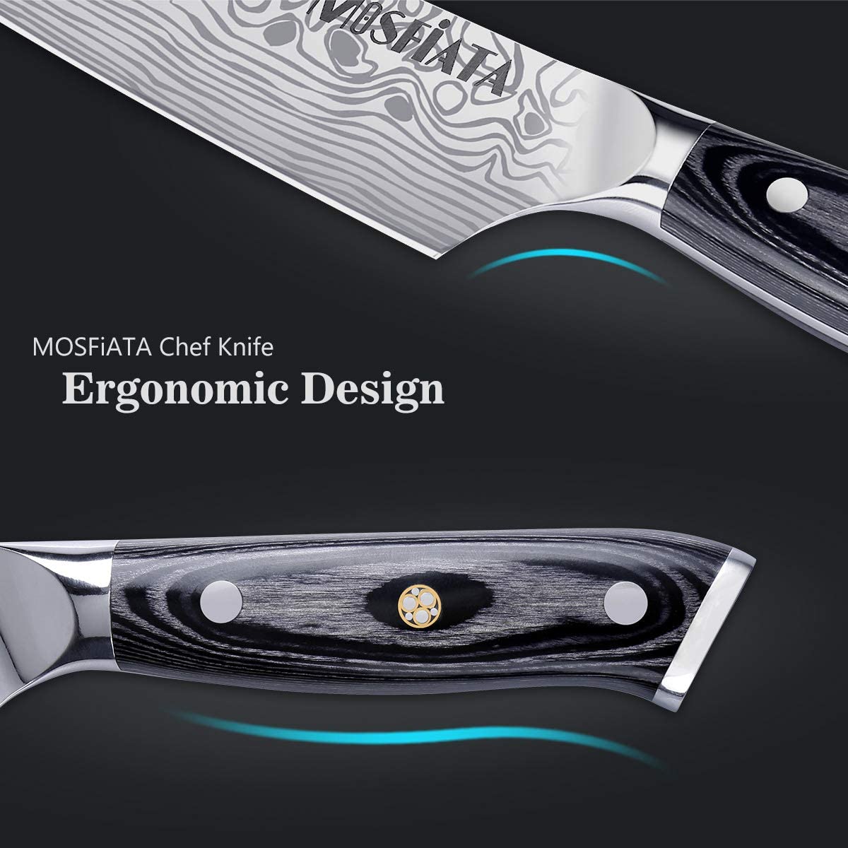 MOSFiATA Ultra Sharp Kitchen Chef Knife 8 inch, Premier High Carbon German EN1. 4116 Stainless Steel - Image 4