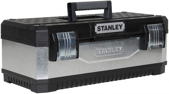STANLEY Galvanised Toolbox with Heavy Duty Metal Latch, Portable Tote Tray for Tools and Small Parts, 23 Inch, 1-95-619 - Image 2