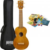 Mahalo Ukulele for Beginners, Kahiko 'Learn 2 Play' Bundle with Essentials Pack, Perfect for kids and Adults, Including Clip-on Tuner, Aquila Strings, Picks & MORE - Transparent Brown