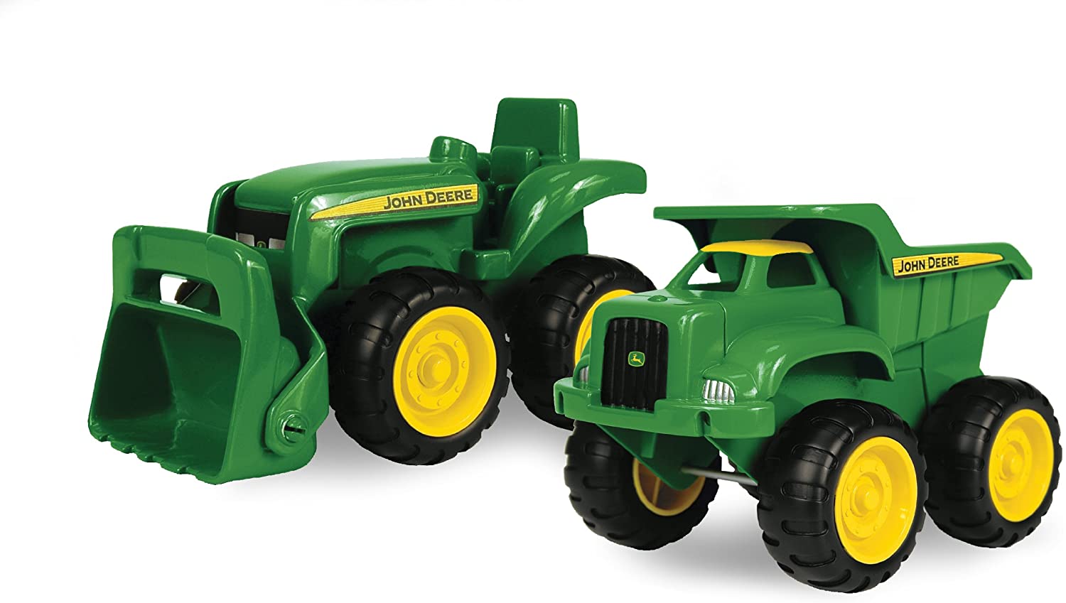 TOMY Games John Deere 6'' Dump Truck & Toy Tractor With Loader Construction Vehicle Set, Green, Farm
