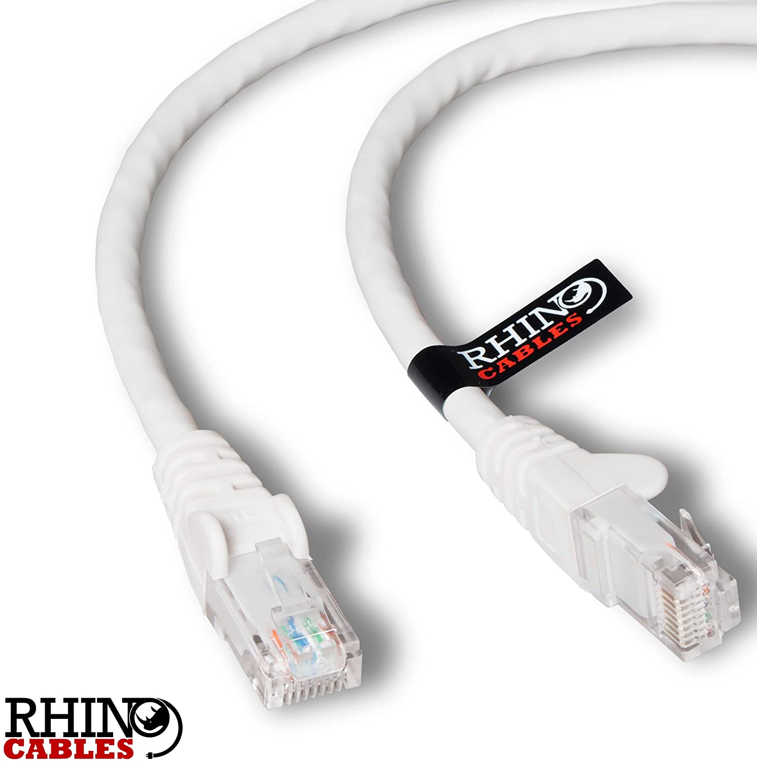 rhinocables CAT 6 High-Speed Gigabit Ethernet Cable - Patch Network Lead for LAN, White, 5m