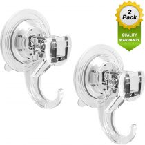 Quntis Suction Hooks 2 Packs Powerful Push and Lock Vacuum Multi-Purpose Suction Hanger Strong Suction Cup Holds Up to 3kg for Kitchen and Bathroom