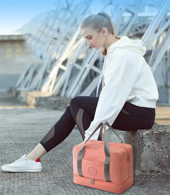 FANDARE Travel Duffle Bag Sports Gym Bag for Men Women Holdall Travel Bags Large Weekend Overnight Bag Lightweight Travel Luggage Bag with Shoes Compartment and Wet Pocket for Gym Vacation Orange - Image 2