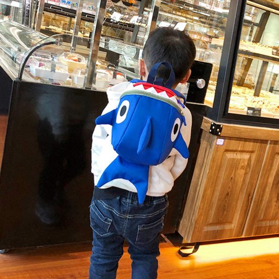 Baby Kids Toddlers Cute Shark Walking Safety Harness Backpack Baby Walker's Bag with Safety Reins Belts Travel Bag Cartoon Nursery School Bag for Baby Boys Girls, Blue - Image 2