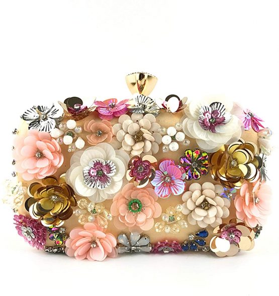 Jywmsc Women Clutches Flower Evening Handbag Chain Strap Shoulder Bag
