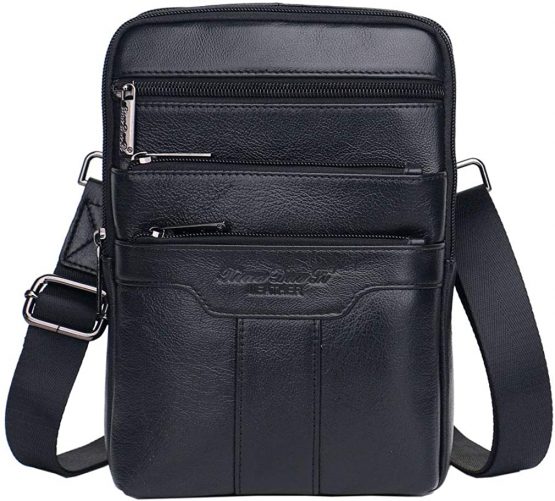 Xieben Vintage Leather Shoulder Messenger Bag for Men Travel Business Crossbody Pack Wallet Satchel Sling Chest Bags