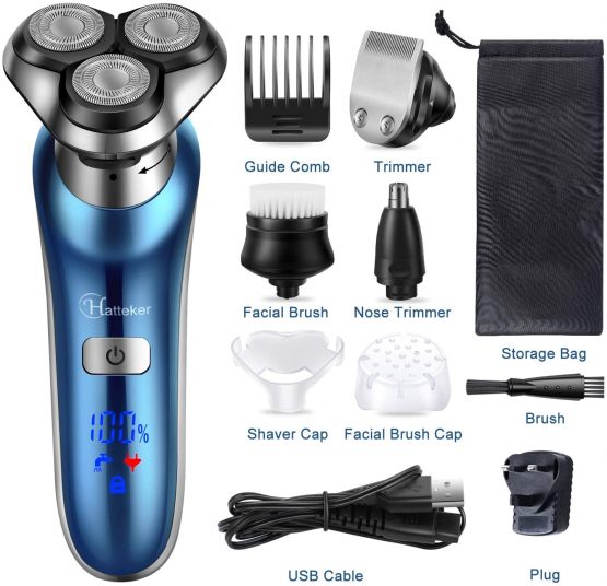 Hatteker Electric Shaver for Men Rotary Shaver Electric Razor Beard Trimmer Nose Hair Trimmer Cordless Wet Dry Face Brush 4 in 1 - Image 2