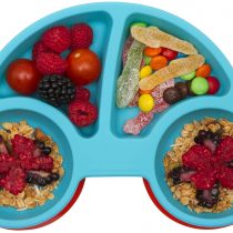 Baby Silicone Placemat, Non-Slip Feeding Plate for Toddlers Babies Kids with Strong Suction Fits Most Highchair Trays BPA-Free FDA Approved, Dishwasher and Microwave Safe (New Car Blue)