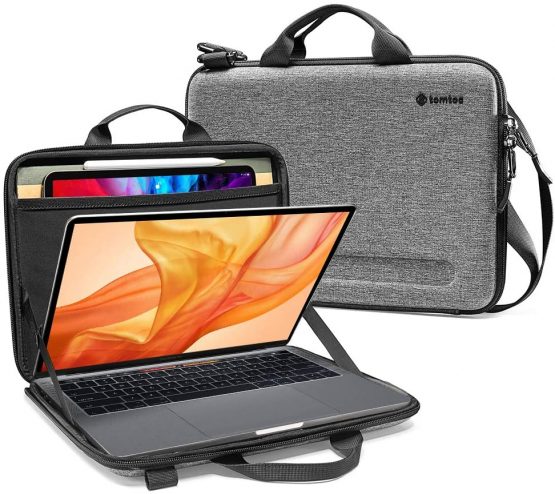 tomtoc 12-13 inch Slim Case for 13-inch MacBook Air 2018-2020 M1/A2337 A2179, MacBook Pro 2016-2020 M1/A2338 A2251, Organized Shoulder Bag with Pocket for 9.7-11 iPad Pro/Air with Magic/Smart Keyboard