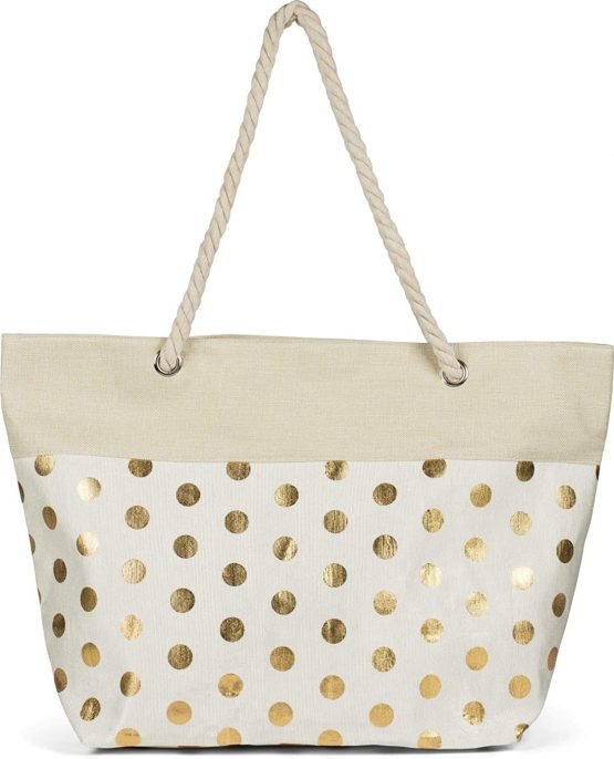 styleBREAKER Ladies XXL Large beach bag with metallic dot pattern and zipper, shoulder bag, shopper 02012342