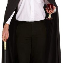 HENBRANDT Long Black Cape with Hood (Adult/One Size)