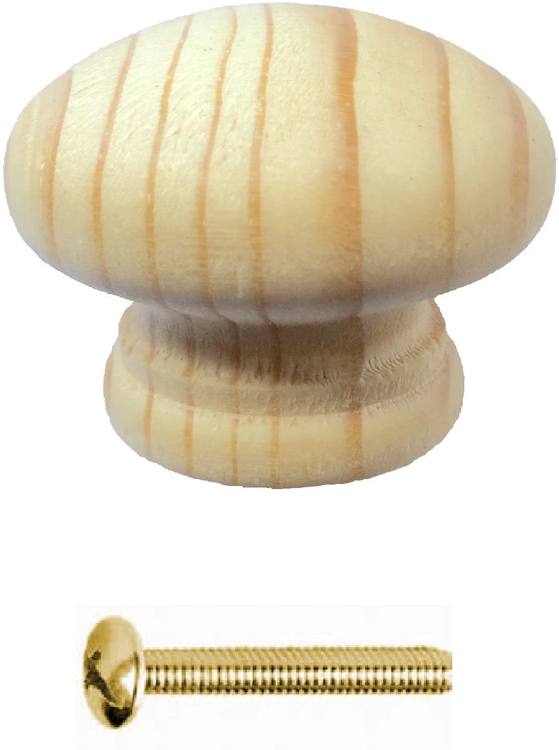 Merriway BH04913 Pine Cupboard Cabinet Door Knob with Bolt & Insert Unlacquered 35mm, Silver