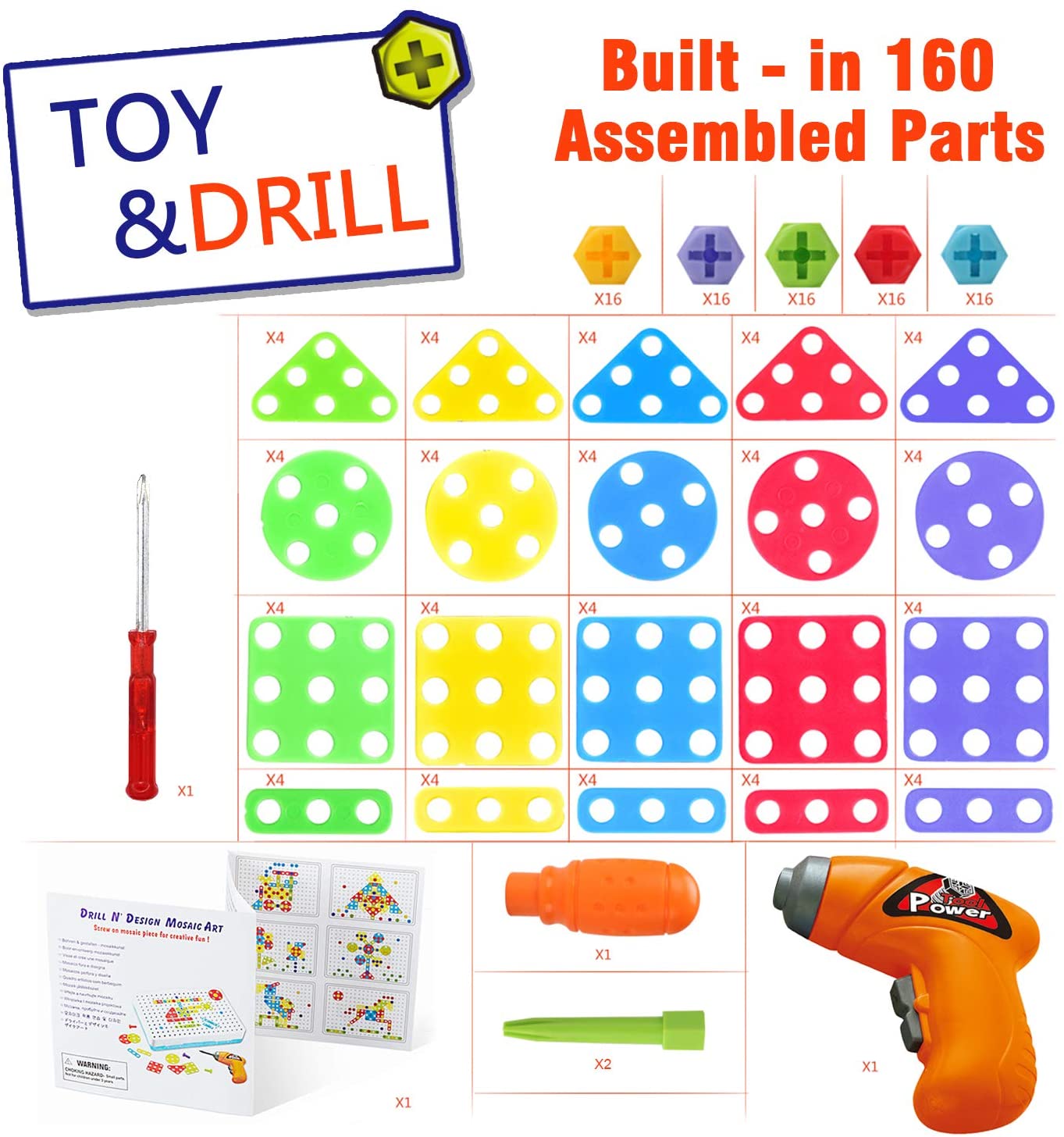 SYOSIN Electric Drill Puzzle Toy for 3 4 5 6 Years Old Kids ...