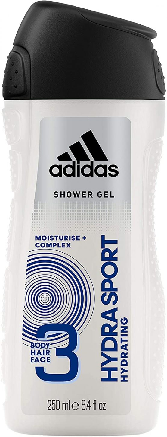 Adidas Sport Sensation Hydra Sport 3in1 Body, Hair and Face Shower Gel for Men, 250ml
