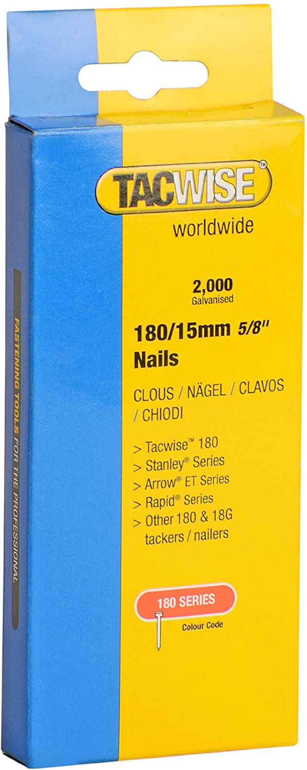 Tacwise 0359 Galvanised Brad Nails Type 18G / 15 mm, Pack of 2000, Silver, 15 mm (2000)