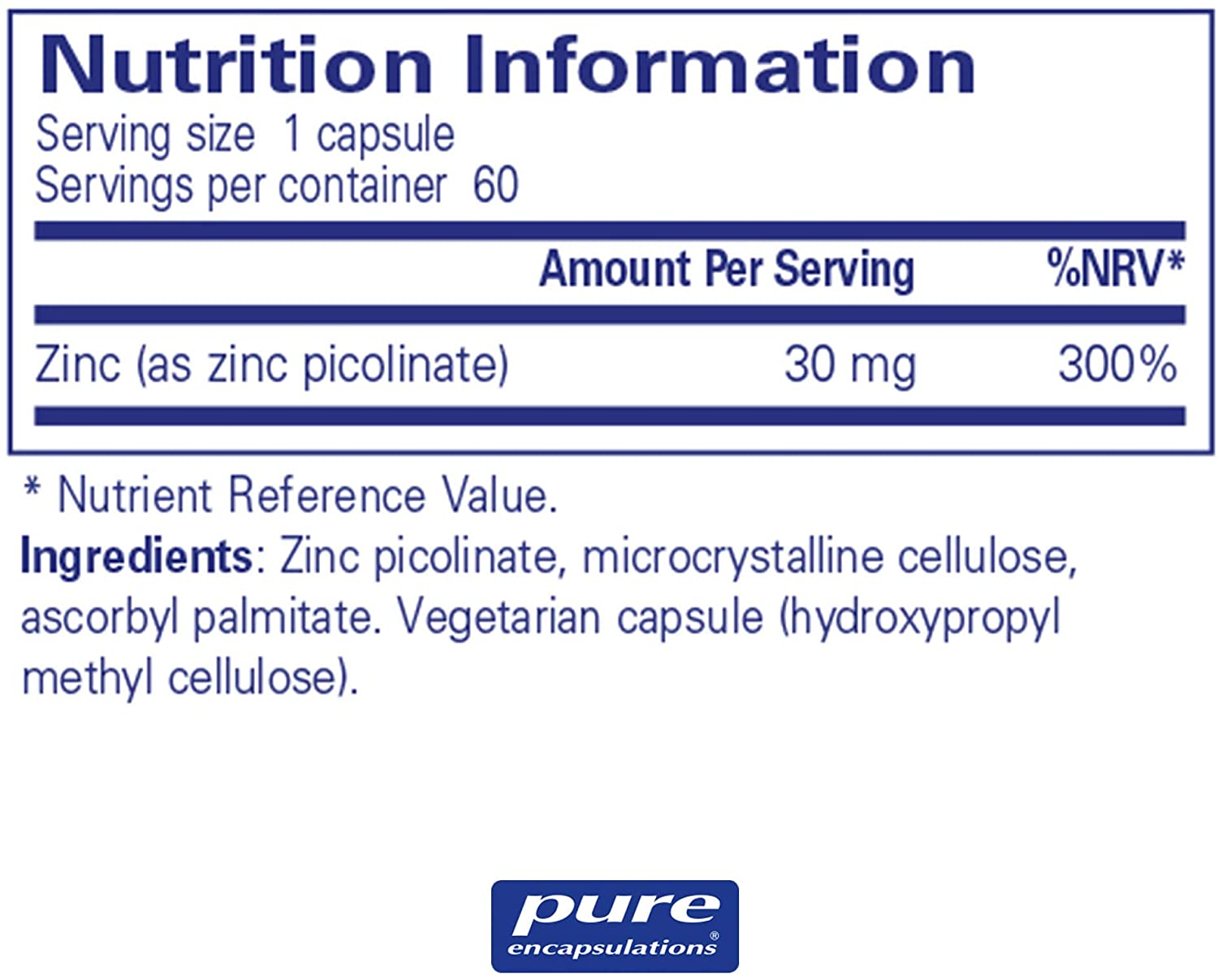 Pure Encapsulations Zinc 30 - Zinc Picolinate 30mg - Highly Absorbable Hypoallergenic Supplement - 60 Capsules - Image 2