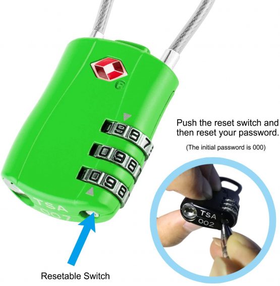 TSA Luggage Locks, [Newest Version][2 Packs] Diyife 3-Digit Security Padlock, Combination Padlocks, Code Lock for Travel Suitcases Luggage Bag Case etc.(Green) - Image 3