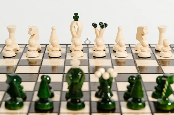 Great KINGDOM 35cm / 13.8in Handcrafted Wooden Chess Set with Draughts / Checkers / Drafts (Green) - Image 3