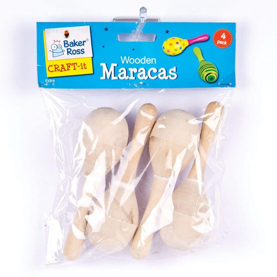 Baker Ross EV318 Wooden Maracas (Pack of 4) - Image 3